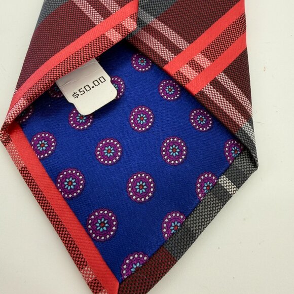 SPARKS John Sparks Mens Striped Tartan Holiday Tie Preppy Argyle - Picture 6 of 9